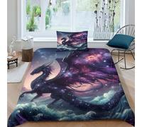 TNFHSOFT Flying Dragon 3D Bedding Set Duvet Coverwith Pillowcases Soft Microfiber Duvet Cover Set with Zipper Closurefor Teen Adult Kids 3 Piece Single（135x200cm）