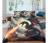 TNFHSOFT Flying Dragon 3D Duvet Cover Flame Dragon Soft Comfortable Quilt Cover Breathable Quilt Cover Comforter Cover For Girls Boys Bedding Set Double（200x200cm）