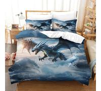 TNFHSOFT Flying Dragon 3D Microfiber Duvet Cover Set with Zipeer Closure for Kids Teens Adults Bedding Quilt Cover 3 Pieces Set Single(140x200cm)