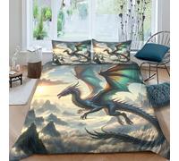 TNFHSOFT Flying Dragon 3d Print Duvet Cover Bedding Set Kids Teens Comforter Cover Set Soft Microfiber Quilt Cover with Zipper Closurewith with Pillwocase Double（200x200cm）