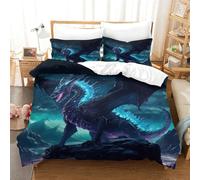 TNFHSOFT Flying Dragon 3d Print Duvet Cover Bedding Set Kids Teens Comforter Cover Set Soft Microfiber Cool Animals Quilt Cover with Zipper Closurewith with Pillwocase Single（140x200cm）