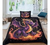 TNFHSOFT Flying Dragon 3D Print Quilt Cover Duvet Cover Set Single Print Duvet Bedding Set Bedding Set Soft Lightweight Microfiber Quilt Cover with Zipper Closure Single（135x200cm）