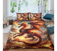 TNFHSOFT Flying Dragon 3D Printed Quilt Cover Design Duvet Cover Set Bedding Set,Soft Microfiber,Hidden Zipper Boys And Girls Double（200x200cm）