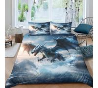 TNFHSOFT Flying Dragon Bedding Duvet Cover Set Soft Microfiber Kids Boys Girls Aldult Bedding Set 3d Printe Quilt Cover Set with Zipper Closure with Pillwocase Double（200x200cm）