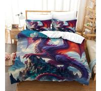 TNFHSOFT Flying Dragon Bedding Set Duvet Cover Soft Microfiber Pillowcase Quilt Cover with 3DPrinted With Zipper Closure ， Design for Kids Teenagers Adult Single（140x200cm）