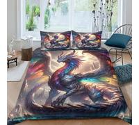 TNFHSOFT Flying Dragon Duvet Cover Microfiber Bedding Set, 3D Print Cool Animals Quilt Cover With Pillowcases, 3 Pieces With Zipper Closure, Winter Soft Comforter Cover Double(200x200cm)