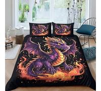 TNFHSOFT Flying Dragon Duvet Cover Microfiber Bedding Set, 3D Print Quilt Cover With Pillowcases, 3 Pieces With Zipper Closure, Winter Soft Comforter Cover Double（200x200cm）