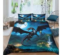 TNFHSOFT Flying Dragon Duvet Cover Microfiber Bedding Set, 3D Print Quilt Cover With Pillowcases, 3 Pieces With Zipper Closure, Winter Soft Comforter Cover Double（200x200cm）