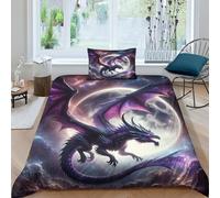 TNFHSOFT Flying Dragon Duvet Cover Set 3 Pieces Microfiber Bedding Set,3D Printed Cool Animals Quilt Cover with Pillowcase,Bed Set All Season Decor for Kids Adults Comforter Cover