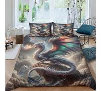 TNFHSOFT Flying Dragon Duvet Cover Set 3D Printed Bedding Quilt Cover Set 3 Pieces Soft Microfiber Bedding Quilt Cover with Zipper Closure for Teens And Adults Double（200x200cm）