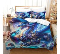 TNFHSOFT Flying Dragon Duvet Cover Set 3D Quilt Cover Decorative Microfiber Comforter Cover Set with Pillow Shams, Zipper, Soft Lightweight 3 Pieces King（220x240cm）