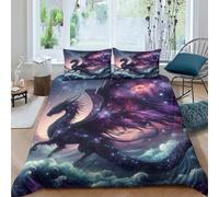 TNFHSOFT Flying Dragon Duvet Cover Set Cool Animals 3D Quilt Cover Decorative Microfiber Comforter Cover Set with Pillow Shams, Zipper, Soft Lightweight 3 Pieces Double(200x200cm)