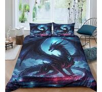 TNFHSOFT Flying Dragon Duvet Cover Set Cool Animals 3D Quilt Cover Decorative Microfiber Comforter Cover Set with Pillow Shams, Zipper, Soft Lightweight 3 Pieces Double（200x200cm）