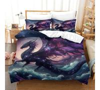 TNFHSOFT Flying Dragon Duvet Cover Set Inch 3 Piece Printing Cool Animals Soft Comfortable Hypoallergenic With Zipper Closure for Kids Teens Adults King（220x240cm）