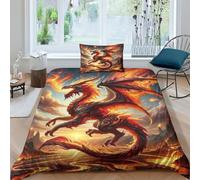 TNFHSOFT Flying Dragon Duvet Cover Sets for Kids Teens Quilt Cover Lightweight Soft Microfiber Comforter Cover with Zipper Closure Beding Linen And Pillow Cases Single（135x200cm）