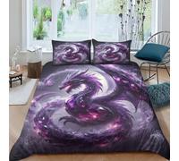 TNFHSOFT Flying Dragon Duvet Cover Sets Soft Microfiber Quilt Cover, 3D Purple Dragon Comforter Cover For Kids Teens Adults Bedding Set 3 Pieces With Zipper Closure Double(200x200cm)
