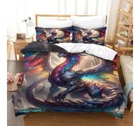 TNFHSOFT Flying Dragon Quilt Cover 3D Printed Cool Animals Duvet Cover Bedding Comforter Cover Set with Zipper Soft Microfiber for Kids Youth 3 Piece Set Winter Soft And Comfortable Room Decor