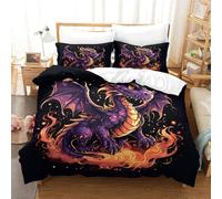 TNFHSOFT Flying Dragon Quilt Cover 3D Printed Soft Microfiber Duvet Cover Set with Zipper Closure 3 Piece Comforter Cover for Adults Kids Bedding Set with Pillowcase King（220x240cm）