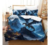 TNFHSOFT Flying Dragon Quilt Cover 3D Printed Soft Microfiber Duvet Cover Set with Zipper Closure 3 Piece Comforter Cover for Adults Kids Bedding Set with Pillowcase Single（140x200cm）