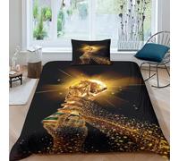 TNFHSOFT Football Trophy 3D Printed Duvet Set Pinch Pleat Soft Microfibre Bed Quilt Cover with 2 Pillowcases, Easy Care Wrinkle Free Bedding Set of 3 Pcs Single（135x200cm）