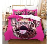TNFHSOFT French Bulldog Duvet Cover Set Bedding Quilt Cover Set with Shames Soft Microfiber Xmas Bedding Sets with Zipper 3PCs Boys And Girls King（220x240cm）