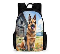 TNFHSOFT German Shepherd Dog Backpack, Children's Backpack, Student School Bag, Bookbag Backpack, 3D Printed Dog School Bag for Boys And Girls, 42x30.5cm