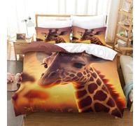 TNFHSOFT Giraffe 3D Duvet Cover Wild Animal Soft Comfortable Quilt Cover Breathable Quilt Cover Comforter Cover For Girls Boys Bedding Set King(220x240cm)