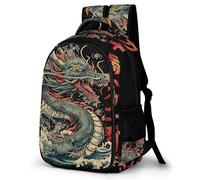 TNFHSOFT Japanese Dragon School-Bags Backpacks for Teens,Elementary Boys And Girls Bookbags, Lightweight Casual Daypack One Size