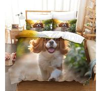 TNFHSOFT King Charles Spaniel Bed Duvet Set 3D Printed Pattern Duvet Cover Set Bedspread, for Kids Girls Boys Adults Bedroom King（220x240cm）