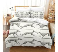 TNFHSOFT Lurcher Dog Bedding Set Duvet Cover Soft Microfiber Pillowcase Quilt Cover with 3DPrinted With Zipper Closure ， Design for Kids Teenagers Adult Super King（260x220cm）