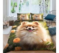 TNFHSOFT Pomeranians Dog Duvet Cover Set Hotel Quality Comforter Cover 3 Piece Soft Microfiber Quilt Cover And Pillow Cases for Adults Kids Bedroom Decoration Bedding Set Double（200x200cm）