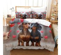TNFHSOFT Sausage Dog Duvet Cover Set, 3 Piece 3D Print Bedding Set Print Duvet Set Quilt Cover with Pillowcases, Suitable for Boys Girls Teen Adults King（220x240cm）