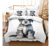 TNFHSOFT Schnauzer Quilt Cover 3D Printed Soft Microfiber Cute Dog Duvet Cover Set with Zipper Closure 3 Piece Comforter Cover for Adults Kids Bedding Set with Pillowcase King（220x240cm）