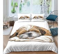 TNFHSOFT Shih Tzu Bedding Set Duvet Cover Soft Microfiber Pillowcase Quilt Cover with 3DPrinted With Zipper Closure ，Cute Dog Design for Kids Teenagers Adult Double（200x200cm）