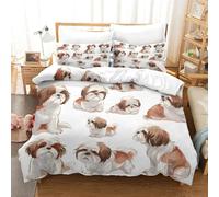 TNFHSOFT Shih Tzu Dog 3D Printed Quilt Cover Design Duvet Cover Set Bedding Set,Soft Microfiber,Hidden Zipper Boys And Girls Super King（260x220cm）