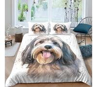 TNFHSOFT Tibetan Terrier Duvet Cover Set 3D Printed Bedding Quilt Cute Dog Cover Set 3 Pieces Soft Microfiber Bedding Quilt Cover with Zipper Closure for Teens And Adults Double（200x200cm）