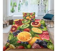 TNFHSOFT Tropical Fruit Duvet Cover 3D Unique Quirky Gifts Bedding Linen Gifts For Men Adult Child Fruit Quilt Cover With Pillowcases Soft Microfiber Comforter Cover Single(135x200cm)