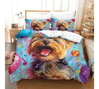 TNFHSOFT Yorkshire Terrier Dog 3D Duvet Cover Soft Comfortable Quilt Cover Breathable Quilt Cover Comforter Cover For Girls Boys Bedding Set Single（140x200cm）