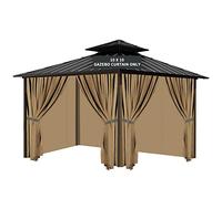 Tngan Gazebo Universal Replacement Privacy Curtain, 10'X10' Gazebo Curtain Outdoor Waterproof, 4-Panels Sidewall Curtains with Zipper for Patio, Garden and Backyard (Only Curtains, 10'x10', Brown)