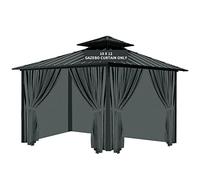 Tngan Gazebo Universal Replacement Privacy Curtain, 10'X12', 4-Panel Sidewall Curtains, Waterproof, UV-Resistant, Grey