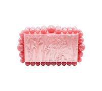 Tngan Women Acrylic Evening Clutch Box Purse Marble Handbag for Wedding Cocktail Party Banquet, Pink