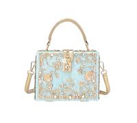 Tngan Women Evening Clutch Acrylic Square Box With Rhinestones Shoulder Crossbody Handbag, Light Blue, 19*7*15cm/7.5*2.8*5.9in