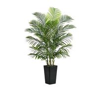 TNGGNT 150CM Artificial Palm Tree Decor Indoor, Faux Plants For Outdoors, Realistic Tall Artificial Plants Indoor, Areca Palm Plant in Black Pedestal Basin for Office Home indoor Outdoor Decor