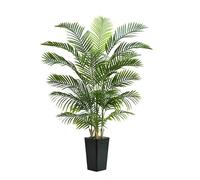 TNGGNT 180CM Artificial Palm Tree Decor Indoor, Faux Plants For Outdoors, Realistic Tall Artificial Plants Indoor, Areca Palm Plant in Black Pedestal Basin for Office Home indoor Outdoor Decor