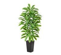 TNGGNT Artificial Dracaena Tree：5FT Faux Silk Tropical Yucca Floor Trees Realistic Fake Green Plant with Natural Wood Trunk & Lifelike Leaves for Home Office Decor Indoor & Outdoor (5FT,1-Pack,Black)