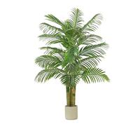 TNGGNT Artificial Golden Cane Palm Tree：5FT Fake Large Tropical Areca Palm Trees Tall Faux Silk Plant in White Pot With Realistic Triple Textured Trunks for Office Outdoor Home Decor Hotel Patio Lobby