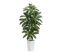 TNGGNT Artificial Plants Dracaena Tree 6FT, Large Artificial Plants Indoor with White Tall Planter, Tall Fake Floor Plant in Pot Indoor Decor, Fake Dracaena Tree for Home Living Room Office Decor