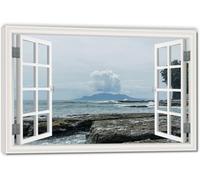 TNGHHSGA A Cloud In The DistanceSpace-Saving Fake Window View Canvas, Lifelike Scenic Wall Art for Bedroom Home 70x105cm Framed