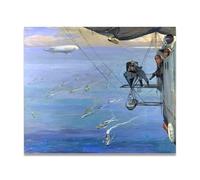 TNGHHSGA An Airship Off The Coast Of Norway John Lavery Irish Realist Portrait & War Scenes Canvas Print - Vintage Home Wall Art 20x24cm Unframed