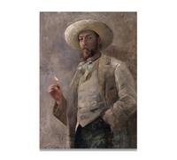 TNGHHSGA Burning Matches John Lavery Irish Realist Portrait & War Scenes Canvas Print - Vintage Home Wall Art 40x56cm Unframed